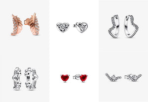 Heart Shaped Red Diamond Earrings - 925 Sterling Silver
