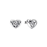 Heart Shaped Red Diamond Earrings - 925 Sterling Silver