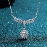 Angelwings Necklace Chain 0.5ct Moissanite Snowflake Necklace