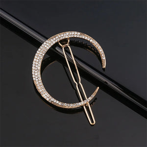 Vintage Metal Geometric Rhinestone Hairpin Crystal Hair Clip