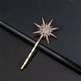Vintage Metal Geometric Rhinestone Hairpin Crystal Hair Clip