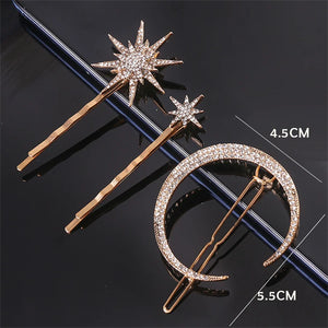 Vintage Metal Geometric Rhinestone Hairpin Crystal Hair Clip