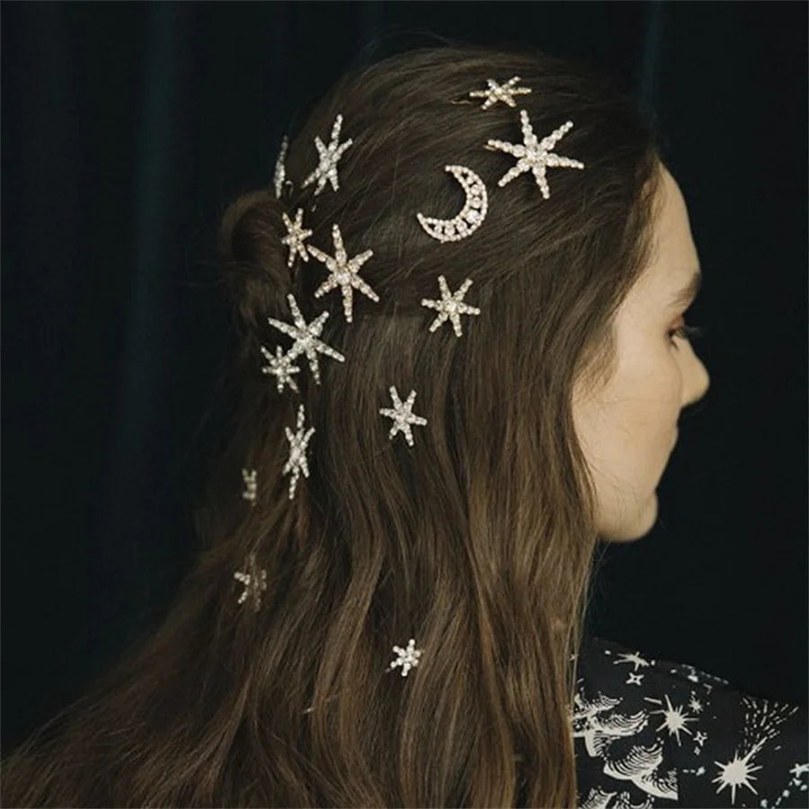 Vintage Metal Geometric Rhinestone Hairpin Crystal Hair Clip