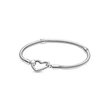 925 Sterling Silver T-Shape Heart Clasp Bracelet for Charm Beads DIY Jewelry