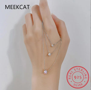 925 Silver Zircon Pendant Necklace for Women Wedding RHN745