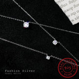 925 Silver Zircon Pendant Necklace for Women Wedding RHN745