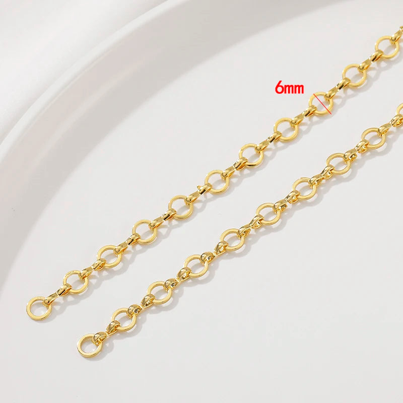 18K Plated Circle Round Cable Chain Heart Chains Jewelry Making Supplies
