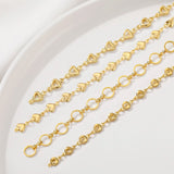 18K Plated Circle Round Cable Chain Heart Chains Jewelry Making Supplies