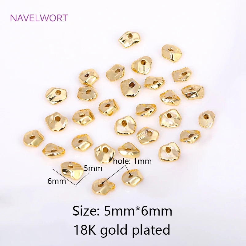 18K Plated Brass Irregular Beads For Jewelry Making