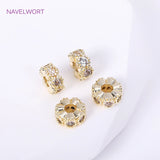 18K Plated Irregular Spacer Beads, Inlaid Zircon Round Spacer Beads