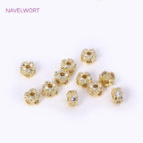18K Plated Irregular Spacer Beads, Inlaid Zircon Round Spacer Beads