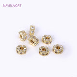 18K Plated Irregular Spacer Beads, Inlaid Zircon Round Spacer Beads