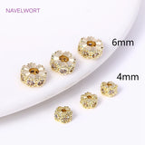 18K Plated Irregular Spacer Beads, Inlaid Zircon Round Spacer Beads