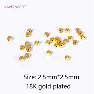 2.5mm 18K Gold Plated Cube Spacer Beads DIY Bracelet Crafts