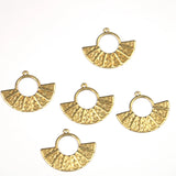 Brass 37*29.8mm Fan-Shaped Double-Sided Necklace Earrings DIY Jewelry