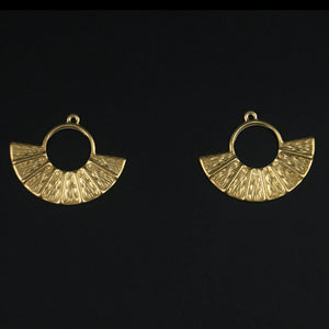 Brass 37*29.8mm Fan-Shaped Double-Sided Necklace Earrings DIY Jewelry