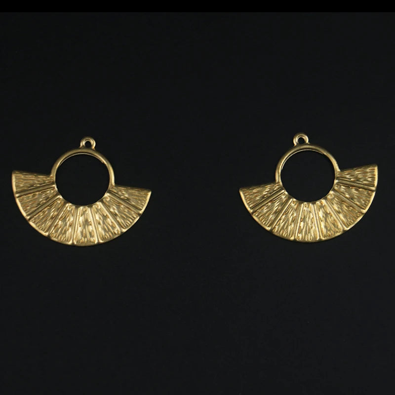 Brass 37*29.8mm Fan-Shaped Double-Sided Necklace Earrings DIY Jewelry