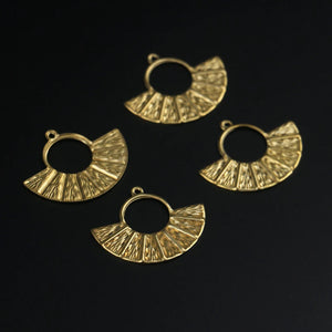 Brass 37*29.8mm Fan-Shaped Double-Sided Necklace Earrings DIY Jewelry