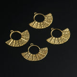 Brass 37*29.8mm Fan-Shaped Double-Sided Necklace Earrings DIY Jewelry
