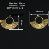 Brass 37*29.8mm Fan-Shaped Double-Sided Necklace Earrings DIY Jewelry