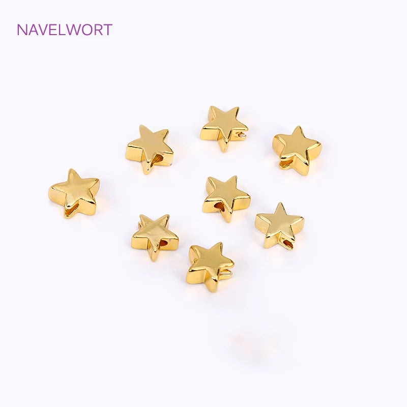 6mm Heart Spacer Beads 18K Plated Pentagram Beads for Bracelet Making