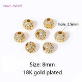 8/10mm 18K Plated Spacer Beads Zircon Loose Beads for Bracelets