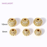 8/10mm 18K Plated Spacer Beads Zircon Loose Beads for Bracelets