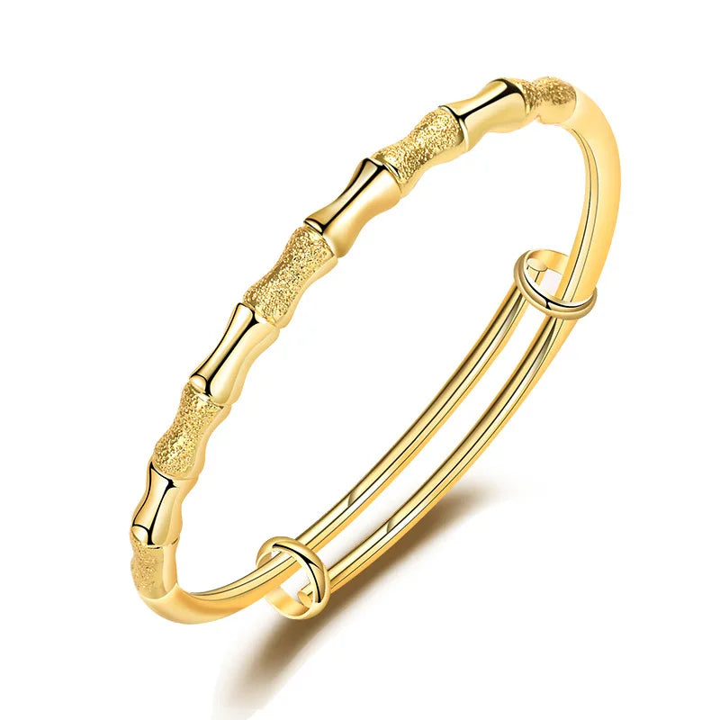 Brass Bamboo Slub Push-Pull Bracelet Female Whitening Plain Ring Bracelet