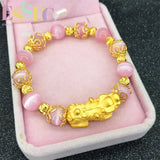 24k Gold-Plated Brass Bracelet Sand Mythical Animal Red Agate Green Chalcedony