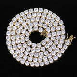 Brass CZ 1 Row Tennis Chain 3mm 4mm 5mm Bling Jewelry Party Gift