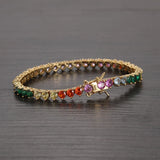 Colorful Stone Tennis Bracelet Brass CZ Women 3 Prong BB220