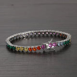 Colorful Stone Tennis Bracelet Brass CZ Women 3 Prong BB220