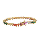 Colorful Stone Tennis Bracelet Brass CZ Women 3 Prong BB220