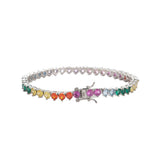 Colorful Stone Tennis Bracelet Brass CZ Women 3 Prong BB220