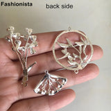 Brass Casting Silver-color Fan/Fowers/Dragonfly Charms 26*22mm