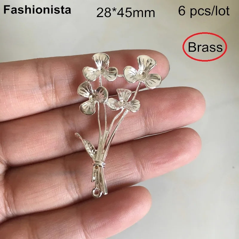 Brass Casting Silver-color Fan/Fowers/Dragonfly Charms 26*22mm