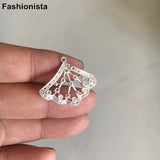 Brass Casting Silver-color Fan/Fowers/Dragonfly Charms 26*22mm
