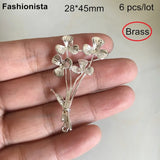 Brass Casting Silver-color Fan/Fowers/Dragonfly Charms 26*22mm