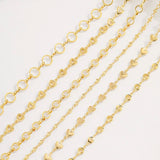 18K Plated Brass Circle Link Cable Chain Heart Chain for Jewelry Making