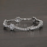 Brass CZ Flower Tennis Chain Bracelet Gift BB224