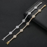 Brass CZ Flower Tennis Chain Bracelet Gift BB224