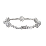 Brass CZ Flower Tennis Chain Bracelet Gift BB224