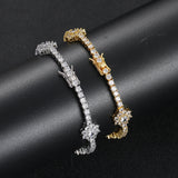 Brass CZ Flower Tennis Chain Bracelet Gift BB224