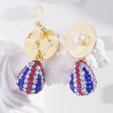 Button Shape Pearl Stud Earrings with Crystal