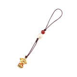 Brass God of Fortune Keychain Gold-Plated Retro Pearl Mobile Phone Pendant