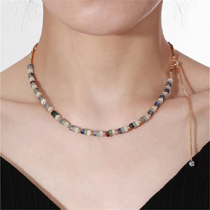 Brass Plated Natural Stone Necklace for Women