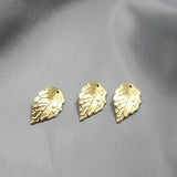 Brass Carved Leaf Spacer Drop Beads for Jewelry Making 18*10mm 50pcs