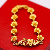 Gold-plated Big Flower Bracelet Women's Watch
