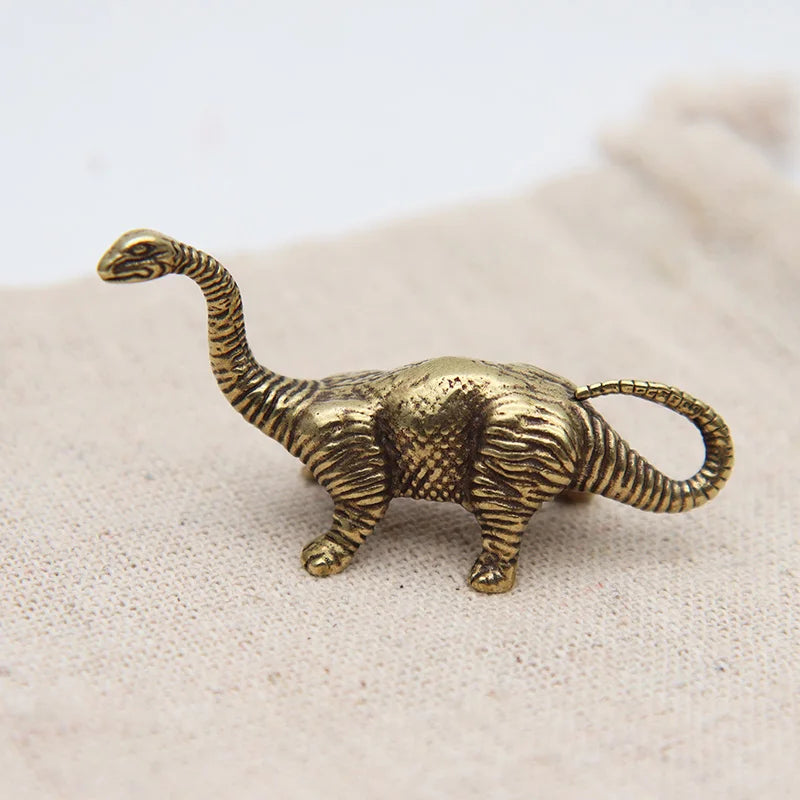 Brass Dinosaur Small Statue Desk Ornaments Tea Pet Vintage Figurines