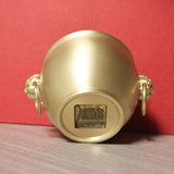 Brass Lion Head Cylinder Tank Luy Treasure Bowl Feng Shui Palace Jar Figurines
